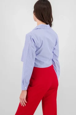 Camisa crop manga larga rayas