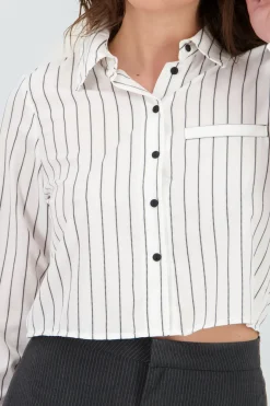 Camisa crop manga larga rayas