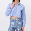 Camisa crop rayas brillos