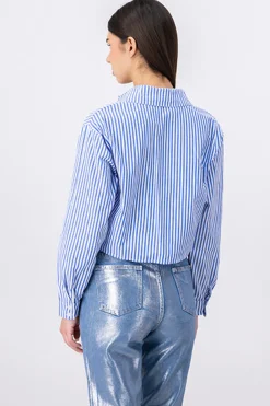 Camisa crop rayas brillos