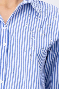 Camisa crop rayas brillos