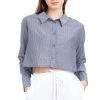 Camisa crop rayas manga larga