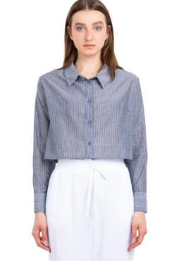 Camisa crop rayas manga larga