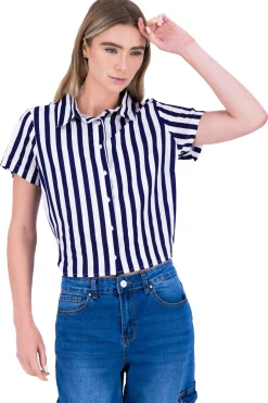 Camisa crop rayas nudo