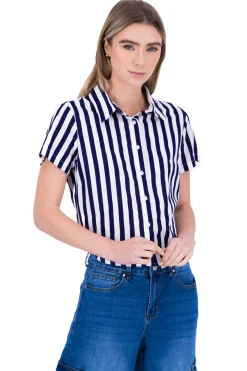 Camisa crop rayas nudo