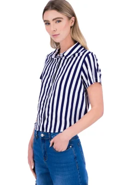 Camisa crop rayas nudo