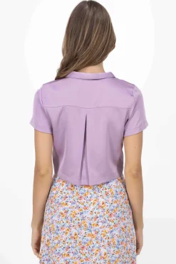 Camisa crop satinada