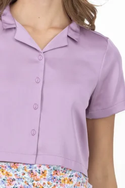 Camisa crop satinada