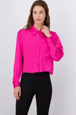 Camisa crop satín bolsa