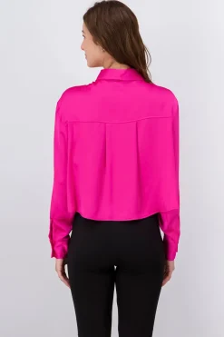 Camisa crop satín bolsa