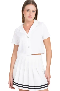 Camisa crop solapa botones