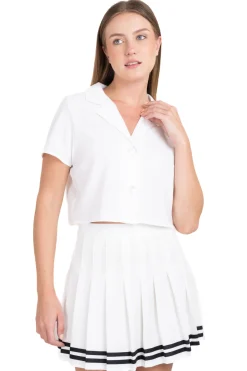 Camisa crop solapa botones