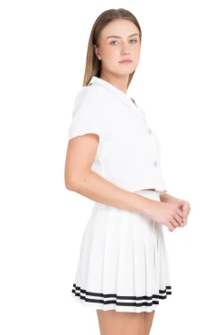 Camisa crop solapa botones