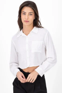 Camisa cropped de manga larga