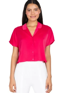 Camisa cropped manga corta