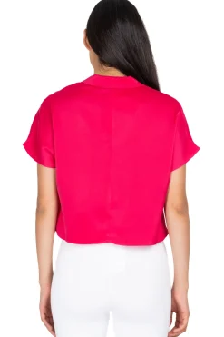 Camisa cropped manga corta