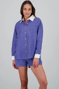 Camisa de rayas con contraste oversized