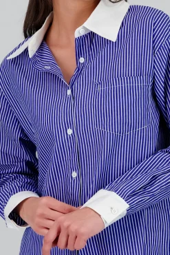 Camisa de rayas con contraste oversized