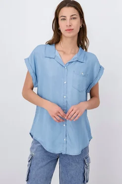 Camisa denim manga amplia