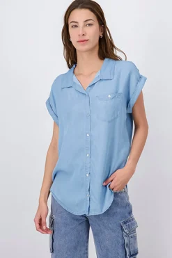 Camisa denim manga amplia