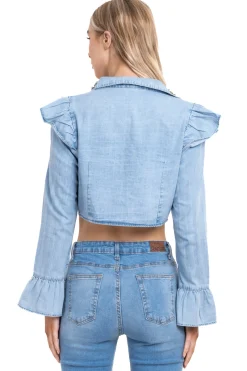 Camisa efecto mezlcilla con brillos