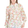 Camisa flores cuello solapa brillos