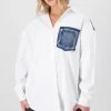 Camisa larga detalle bolsa denim