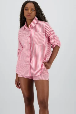 Camisa larga oversize detalle rayas