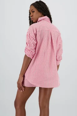 Camisa larga oversize detalle rayas