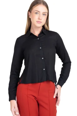 Camisa lisa cuello solapa