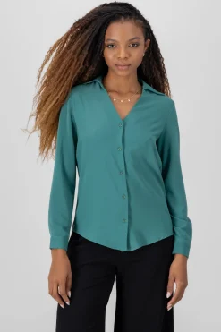 Camisa lisa larga manga larga