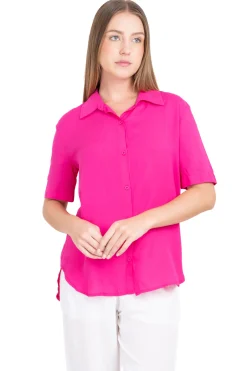 Camisa lisa manga corta botones