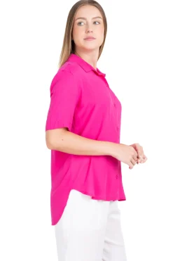 Camisa lisa manga corta botones