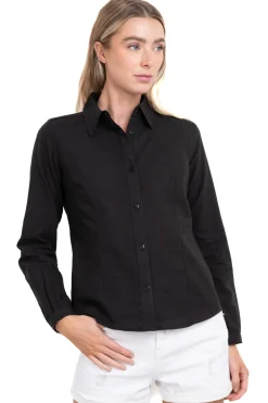 Camisa lisa manga larga