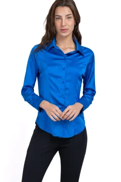 Camisa lisa manga larga pinzas