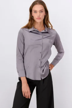 Camisa lisa manga larga pinzas