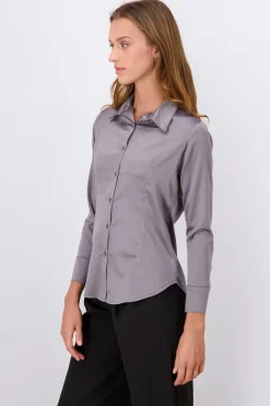 Camisa lisa manga larga pinzas