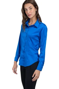 Camisa lisa manga larga pinzas