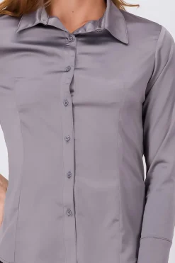 Camisa lisa manga larga pinzas