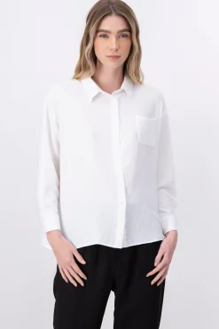 Camisa lisa textura manga larga