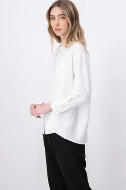 Camisa lisa textura manga larga