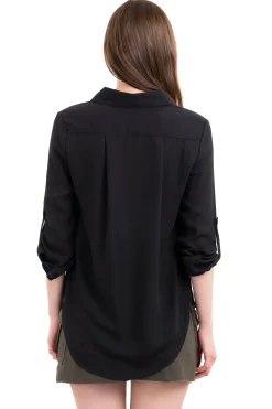 Camisa manga larga bolsos maxi