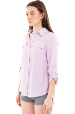 Camisa manga larga bolsos maxi