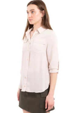 Camisa manga larga bolsos maxi