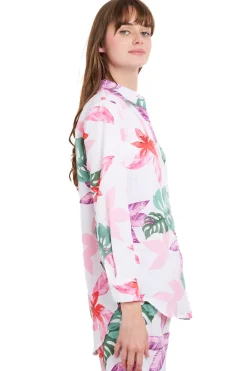 Camisa manga larga botones estampado flores