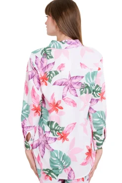 Camisa manga larga botones estampado flores