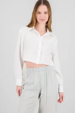 Camisa manga larga crop lisa