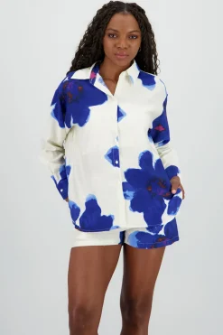 Camisa manga larga cuello detalle estampado