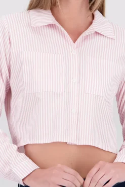 Camisa manga larga cuello bolsas