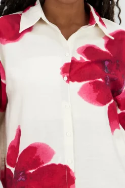 Camisa manga larga cuello detalle estampado